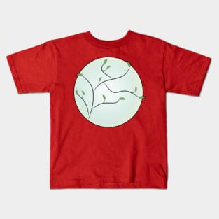 Full Moon with Leaves (Red) Kids T-Shirt